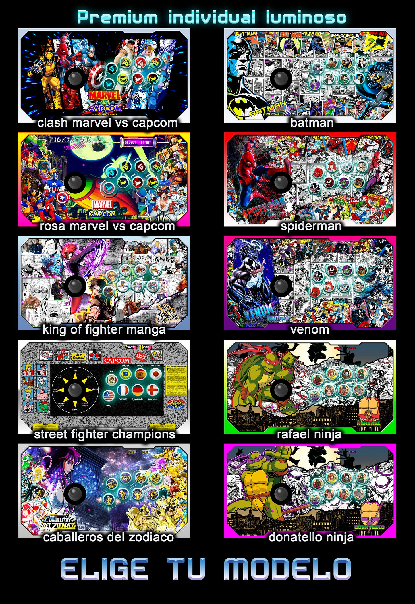 Infinity Arcade Gama Premium Individual Luminoso - 2 Tableros (15,000 mil juegos)